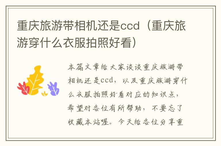 重庆旅游带相机还是ccd（重庆旅游穿什么衣服拍照好看）