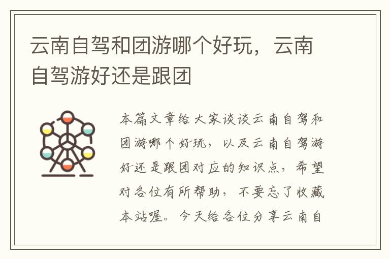 云南自驾和团游哪个好玩，云南自驾游好还是跟团